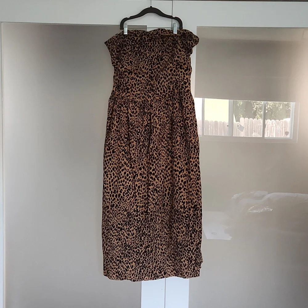 Leopard Print Strapless Dress - Picture 1 of 3